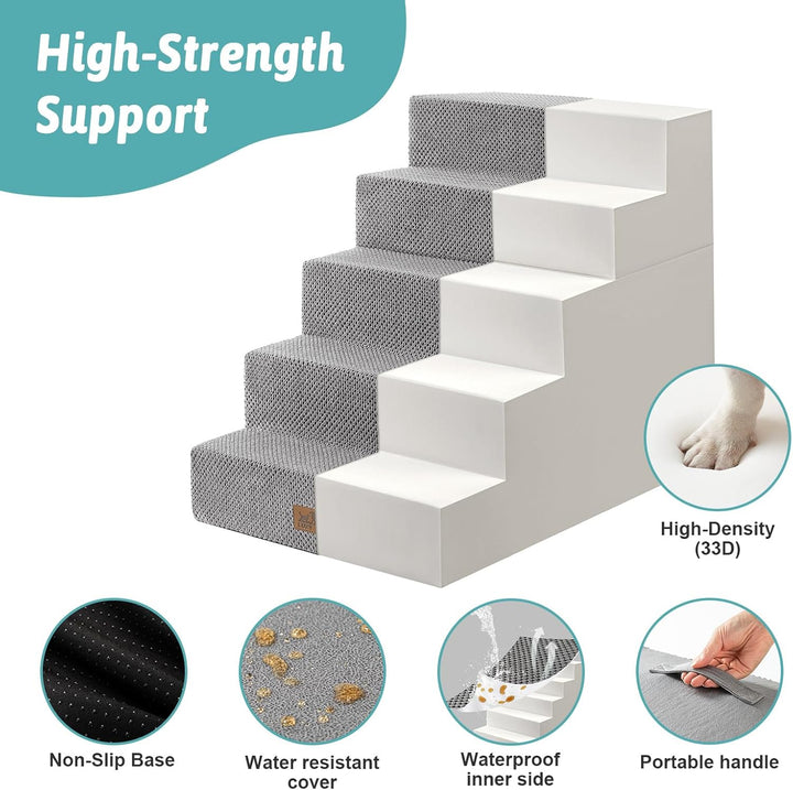 COZY KISS Hundetreppe für Kleine Hunde 60cm, 2-in-1 Haustiertreppe für Couch Bett Sofa, rutschfeste