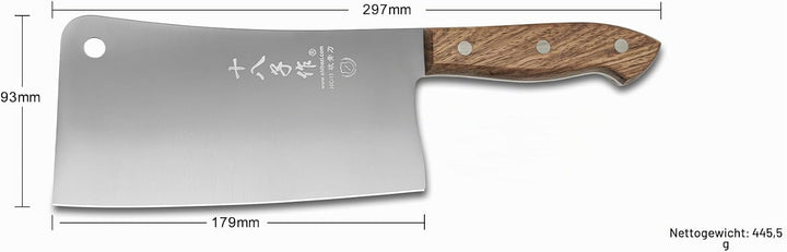 SHI BA ZI ZUO 7-Zoll-Edelstahl-Hochleistungs-Knochenbeil-Metzgermesser mit durchgehendem Zapfengriff