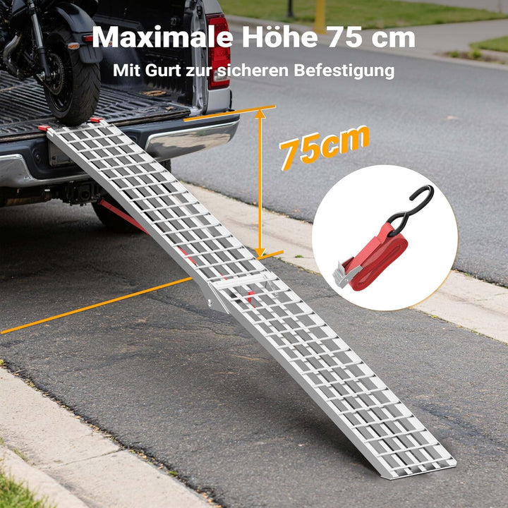 Auffahrrampe Motorrad ATV Quad faltbar Aluminium Auffahrschiene Fahrrampe Laderampe 310cm