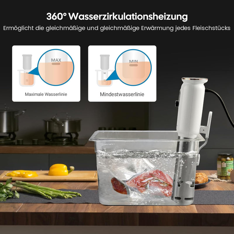 INKBIRD WiFi Sous Vide Stick ISV-101W, 1000 Watt Sous Vide, 3D-Wasserzirkulationserhitzung mit App-V