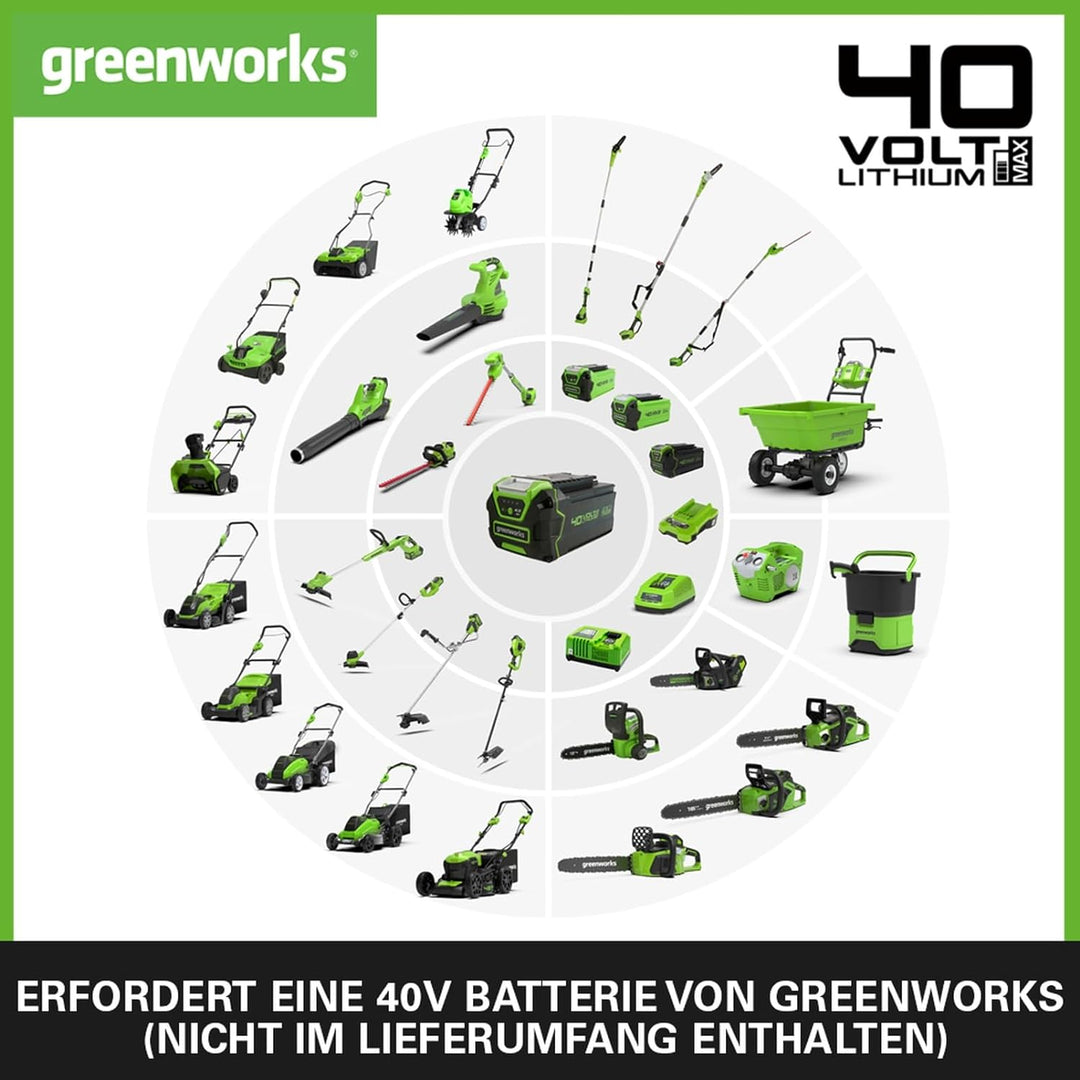 Greenworks GD40BC Akku Freischneider mit bürstenlosem Motor, Geschirr, verstellbarer Höhe, 40 cm Sch
