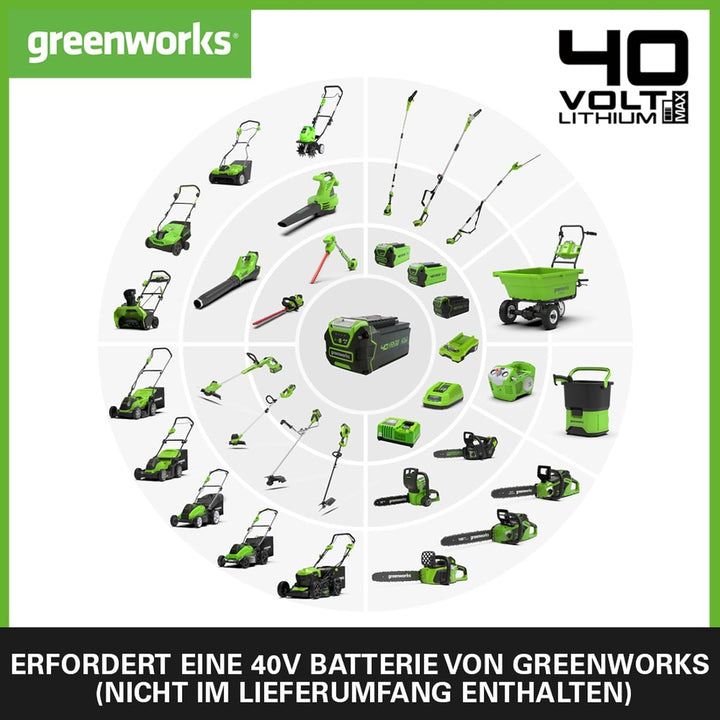 Greenworks GD40BC Akku Freischneider mit bürstenlosem Motor, Geschirr, verstellbarer Höhe, 40 cm Sch