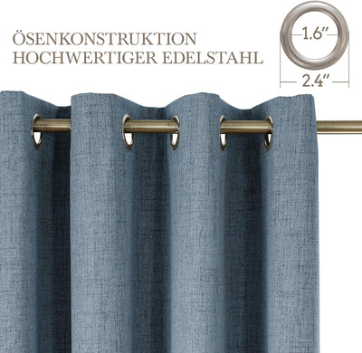 CUCRAF 100% Verdunkelungsvorhänge mit Ösen, Sonnenschutz, Thermo-Leinen-Ösenvorhänge für Wohnzimmer,