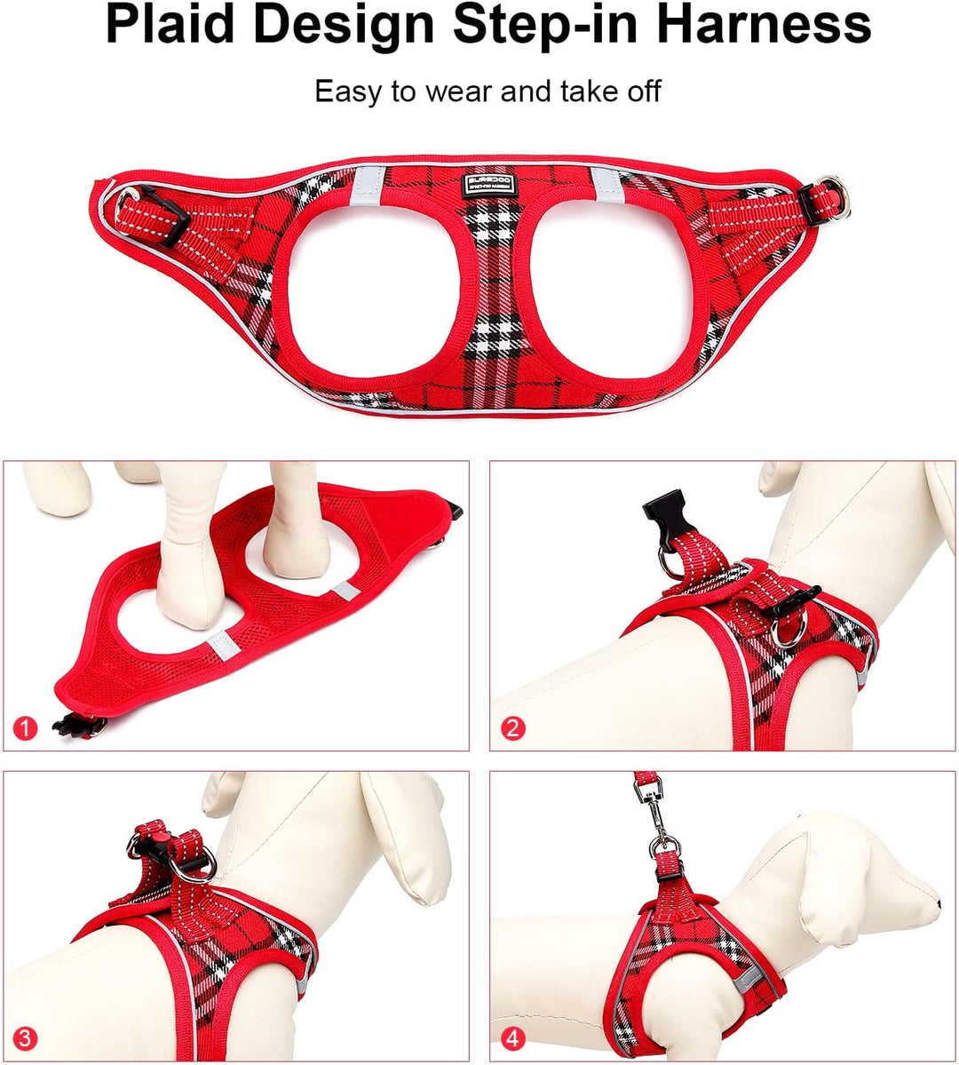 Suredoo Hundegeschirr Kleine Hunde mit Leine, Anti Zug Geschirr Reflektierend Atmungsaktiv Brustgesc