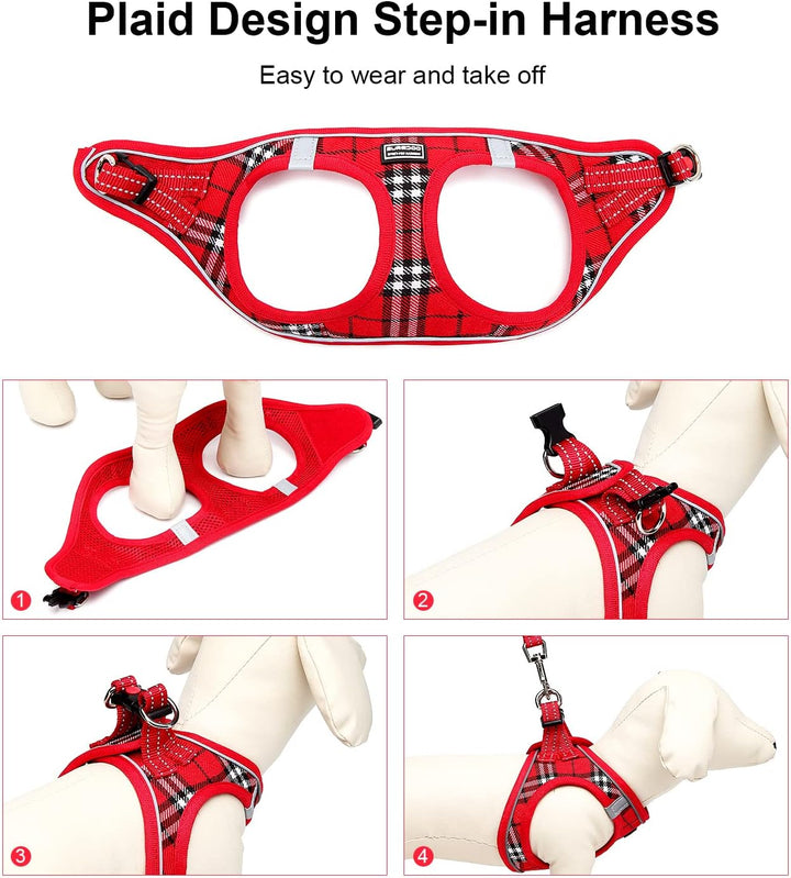 Suredoo Hundegeschirr Kleine Hunde mit Leine, Anti Zug Geschirr Reflektierend Atmungsaktiv Brustgesc