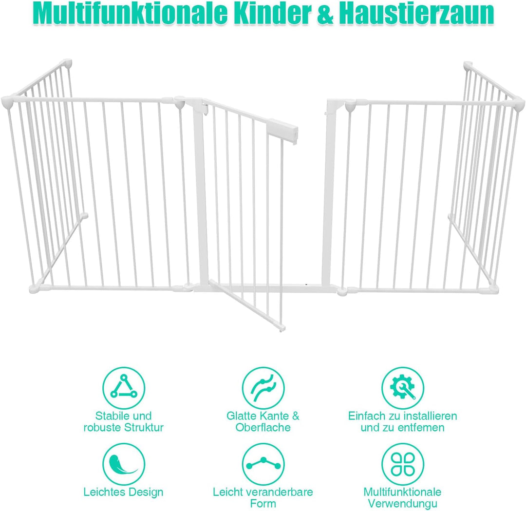 Kaminschutzgitter mit Tür Metall 310 cm | Kamingitter Absperrgitter faltbar | Sicherheitsgitter mit
