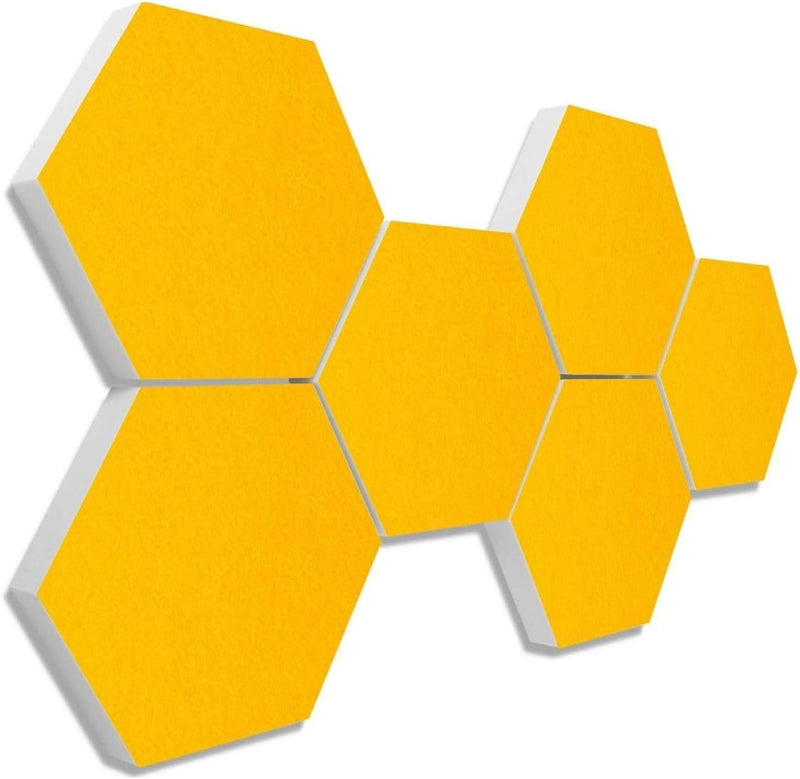 platino24 Schallabsorber Set Colore aus Basotect G+ mit Akustikfilz, 6 Absorberelemente Hexagon je Ø