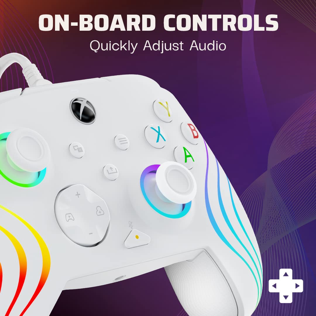 PDP AFTERGLOW XBX WAVE WIRED Controller weiss for Xbox Series X|S, Xbox One, Officially Licensed, We
