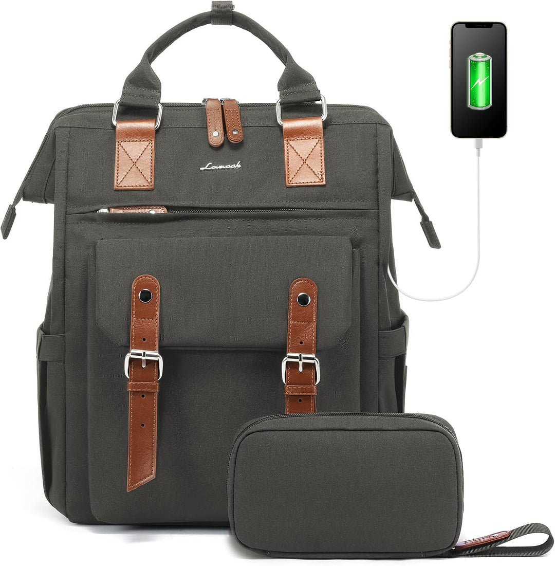 LOVEVOOK Rucksack Damen, 15,6 Zoll Schulrucksack Teenager Mädchen mit Datenkabel-Beutel & USB Ladean