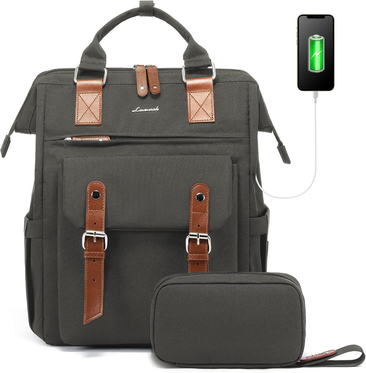 LOVEVOOK Rucksack Damen, 15,6 Zoll Schulrucksack Teenager Mädchen mit Datenkabel-Beutel & USB Ladean