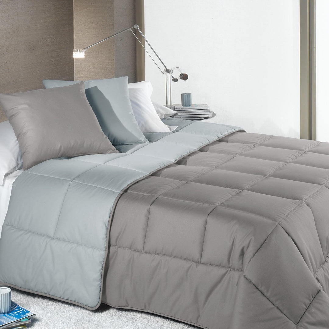 Caleffi Bicolor steppdecke, Baumwolle, grau, Einzelbett Einzelbett Grau, Einzelbett Grau