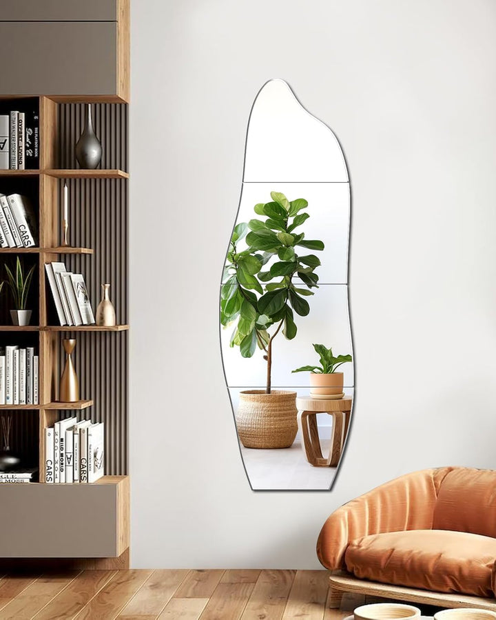 Selbstklebende Fliesenspiegel Glas HD DIY Wandspiegel Klebespiegel 4 Stück Spiegel zum Aufkleben Tür