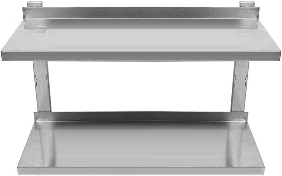 Flyelf Edelstahl Wandregal für Küche Esszimmer Küche Regal Edelstahl Regal 2 Schichten höhenverstell