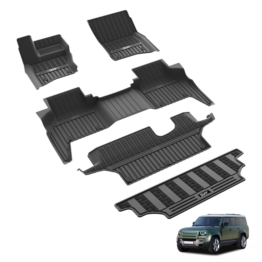 3W Fussmatten und Kofferraumwanne für Land Rover Defender 130 L663 2020-2026, TPE Allwetter Massgesc