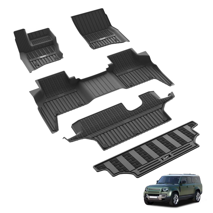 3W Fussmatten und Kofferraumwanne für Land Rover Defender 130 L663 2020-2026, TPE Allwetter Massgesc