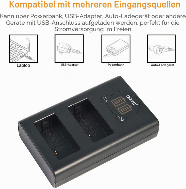DSTE® 2 Pack DMW-BLC12 DMW-BLC12e Battery + Dual USB Quick Charger Kit for Panasonic Lumix DMC-G7 DM