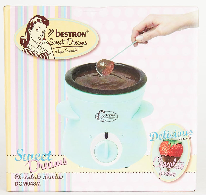 Bestron Schokoladen Fondue für 2 Personen, Mini-Schokofondue-Set, inkl. 10xSpiesse, 10xGabeln und 1x