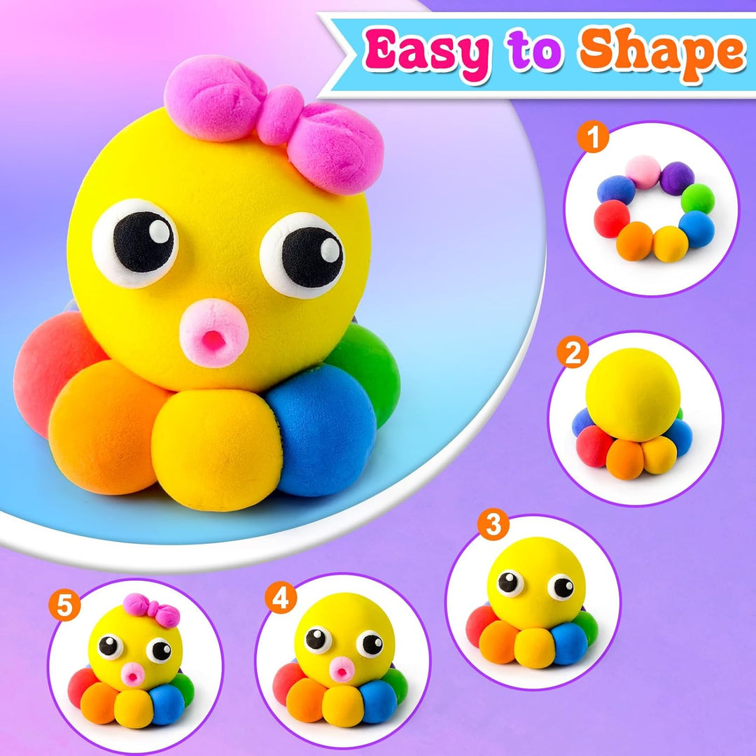 Modelliermasse Lufttrocknend, 40 Farben Lufttrockener Magischer Knete für Kinder, Air Dry Clay, 40 F