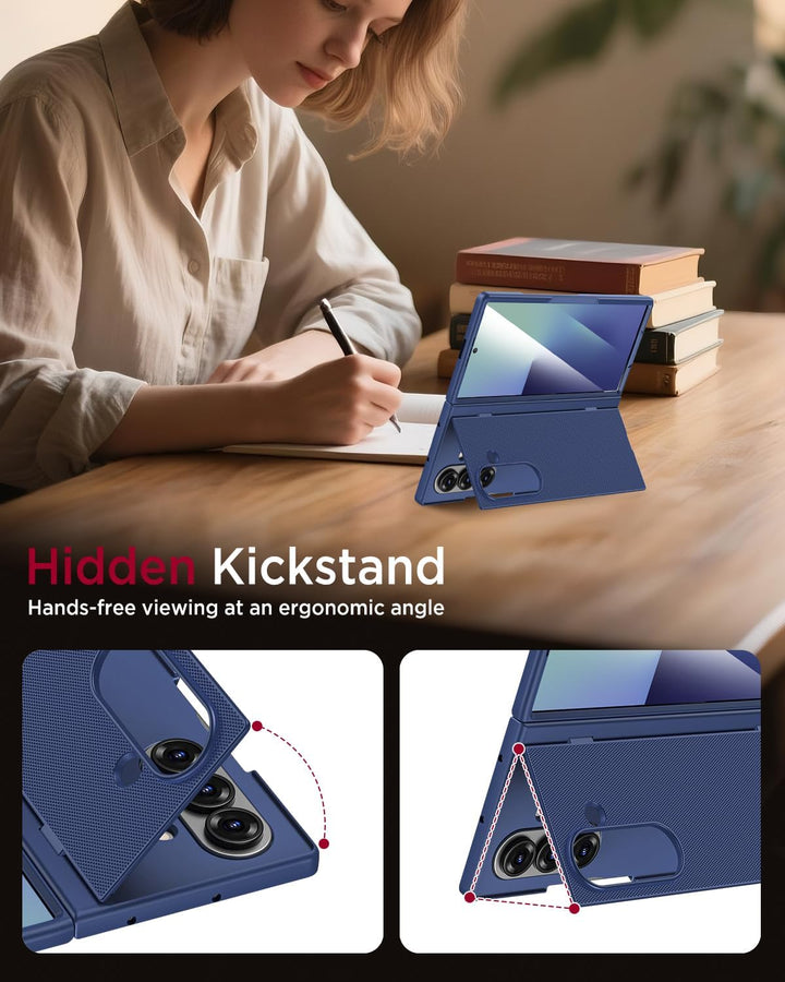 Miimall Kompatibel mit Samsung Galaxy Z Fold 7 Hülle mit Displayschutz, [Tragbarer Ständer] Kratzfes