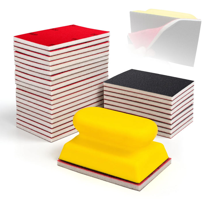 22 Stück Schleifpapier Set, Flexibler Schleifschwamm,Körnung 180/320/400/600/800/1200/2000/3000, Nas
