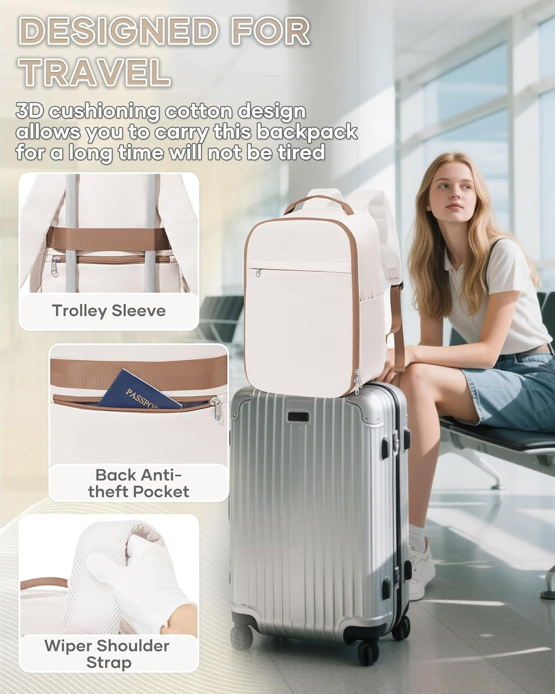 SZLX Vakuum Rucksack Ryanair Handgepäck 40x20x25 Rucksack Laptop Wasserdicht Damen Reiserucksack Han