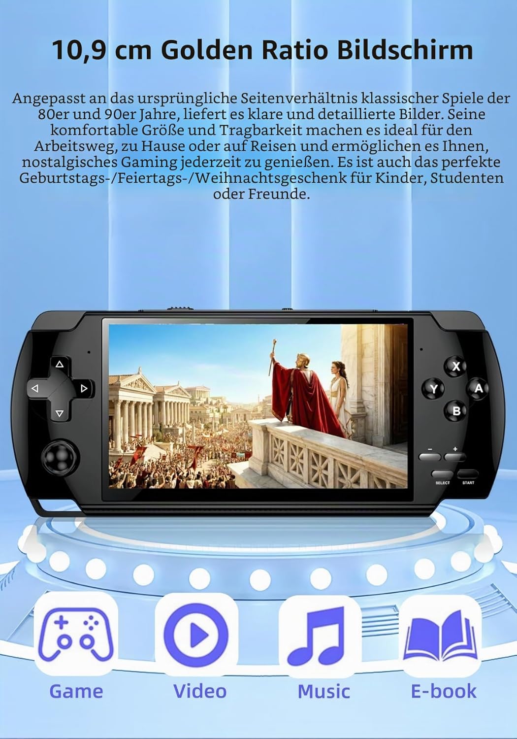4,3-Zoll-Display, klassische Videospielkonsole, X6, Handheld-Konsole, Emulatoren, mehrere MP4-/MP3-P