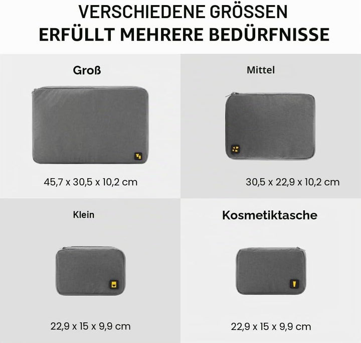 LEVEL8 Koffer Organizer Set 4-teilig Packing Cubes Set Packentaschen für Kleidung Kosmetik Schuhbeut