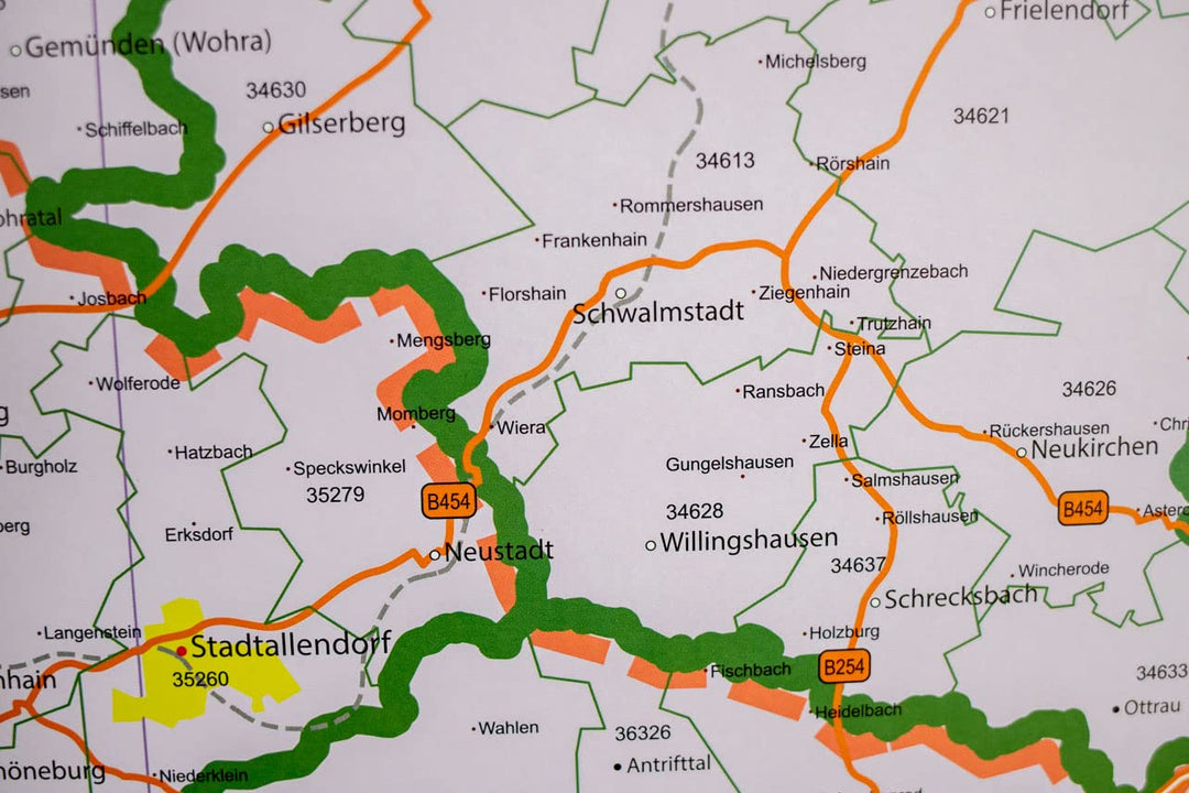 GeoMetro XL Postleitzahlenkarte von Hessen mit Laminierung (beschreib- und abwischbar): Grosse GeoMe