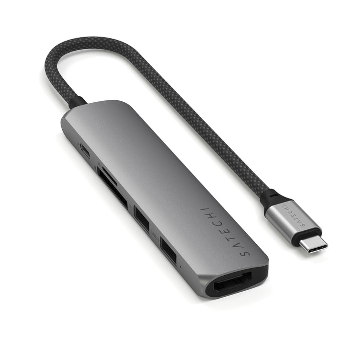 SATECHI 6-in-1 USB-C Hub & Multiport, HDMI 4K mit 60Hz, 100W PD, 2X USB-A, SD/MicroSD – Für MacBook