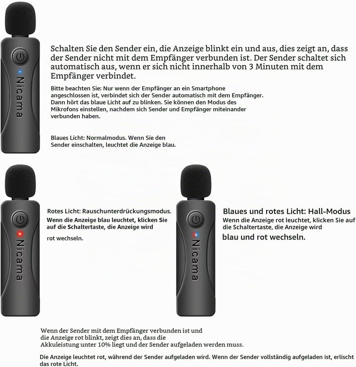 Nicama AS12 USB C Kabelloses Lavalier Mikrofon,Kondensator Ansteck Revers Mikrofon für iPhone 15 16