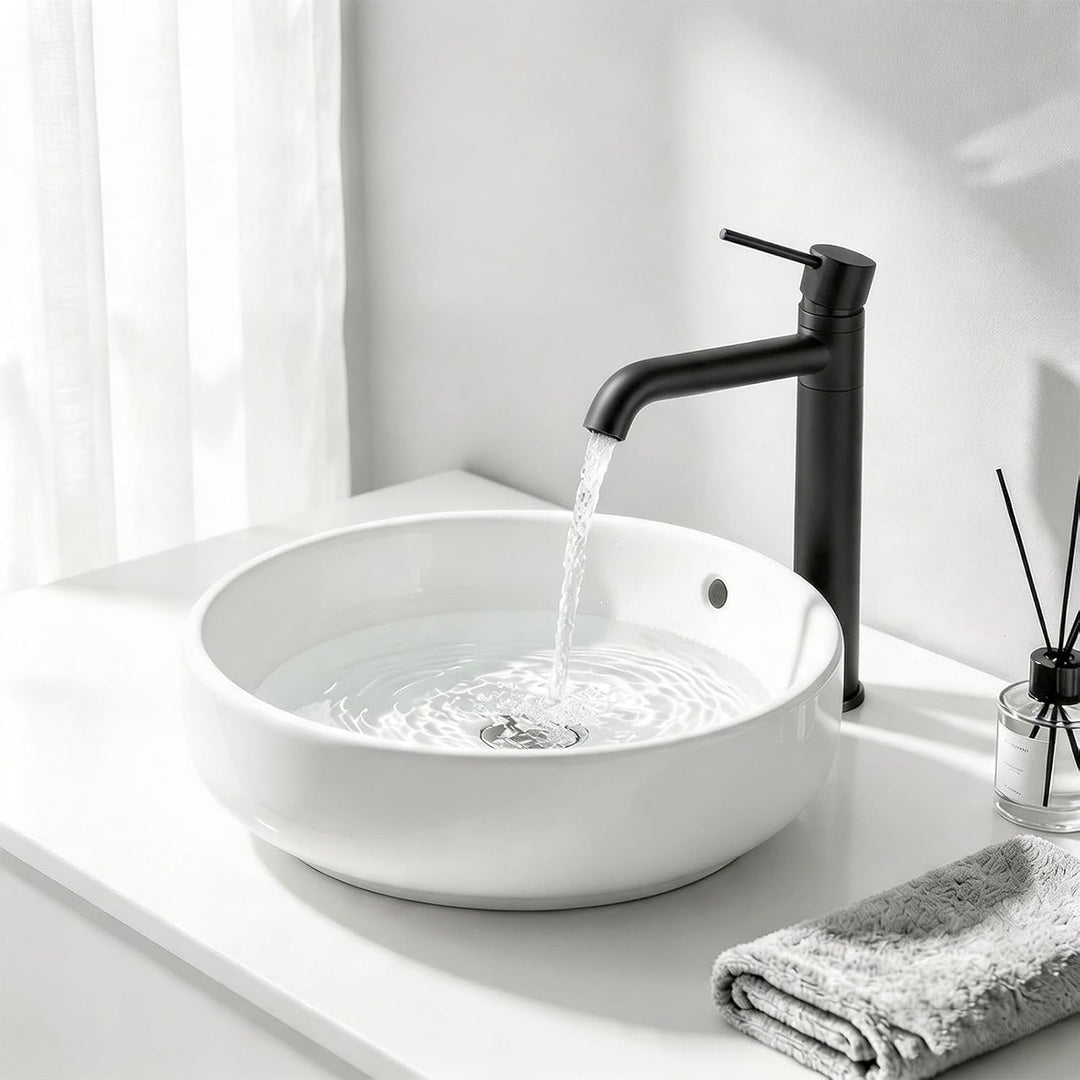 DETBOM Wasserhahn Bad-Mischbatterie 360°Schwenkbar, Waschtischarmatur mit Geräuscharmem Keramischem