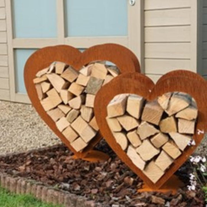 Edel Rost Herz Holzregal (ohne Holz) Made in Germany Edelrost Herz, Gartendeko Herz, Gartenfigur, (H