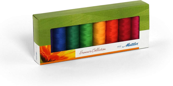 Mettler SERALON Summer-Kit 8er Nähgarnbox: Universal Garn zum Nähen oder Sticken, Nähgarn für Nähmas
