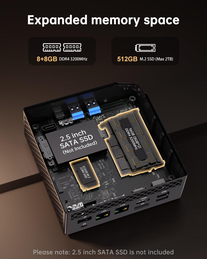 NiPoGi AM06 PRO Mini PC, АMD Ryzen 7 5825U(8C/16T, bis zu 4,5 GHz), 16GB DDR4 512GB M.2 SSD Mini Des