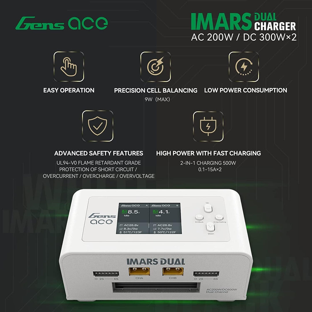 Gens ace lipo Ladegerät Imars Dual Channel RC Ladegerät für NiMH/Lipo Akku Ladegerät mit Deans T XT6