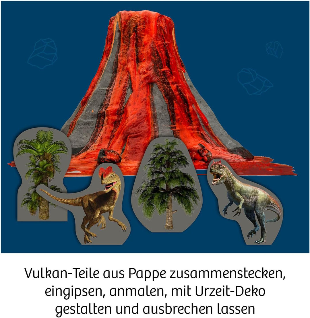KOSMOS 637286 Urzeit-Vulkan, Bauen - Anmalen - Ausbrechen Lassen, 35cm Durchmesser, Experimentierkas