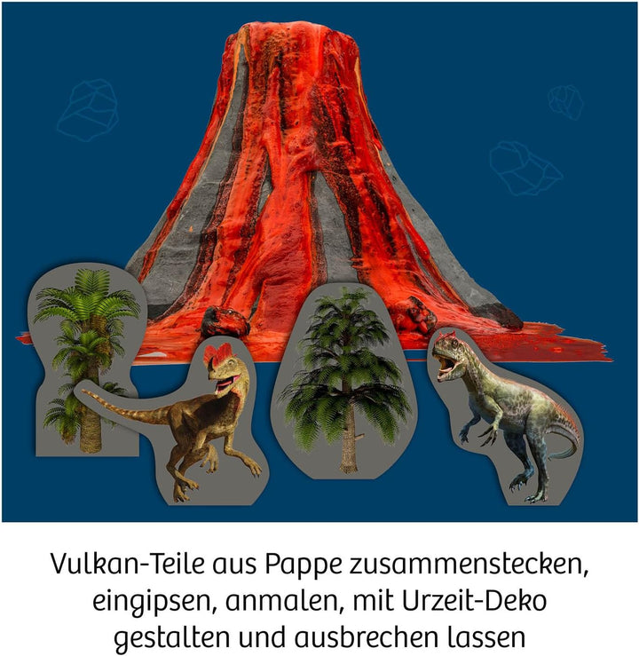 KOSMOS 637286 Urzeit-Vulkan, Bauen - Anmalen - Ausbrechen Lassen, 35cm Durchmesser, Experimentierkas