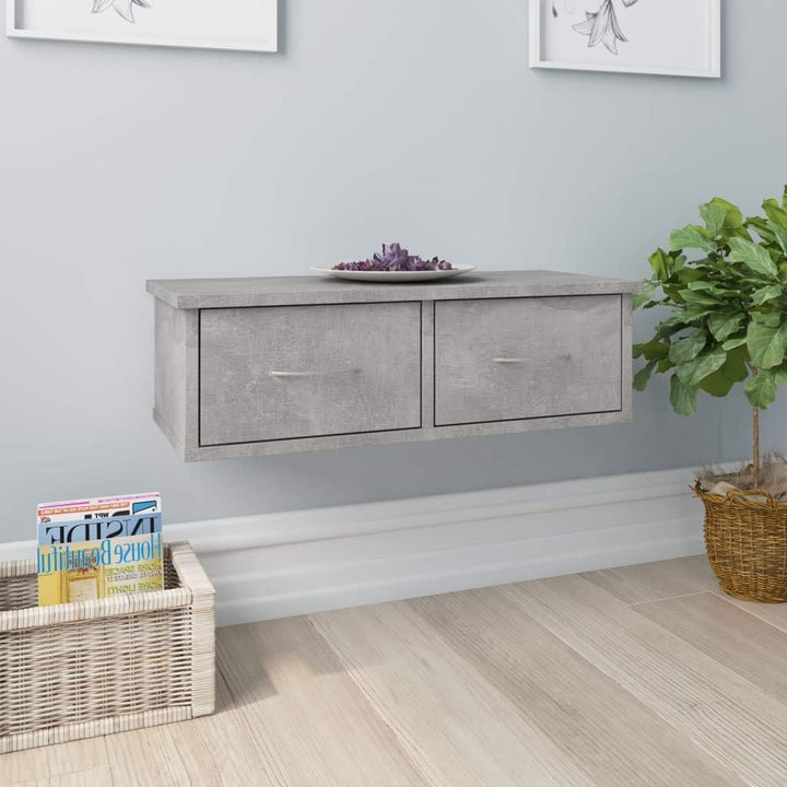 Tidyard Wandschrank Hängeschrank Wandregal mit Schublade Wandschublade Holzwerkstoff Betongrau 60x26