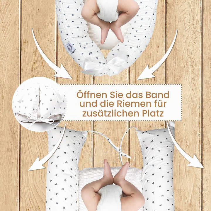 EAQ Babynest Nestchen Baby Weiches Atmungsaktives baby bett für Neugeborene Geschenk 100% Baumwolle