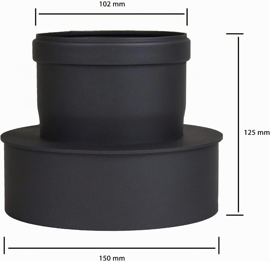 LANZZAS Pelletrohr Erweiterung von Ø 100 mm auf Ø 150 mm - Farbe: schwarz-metallic - Pelletrohrerwei