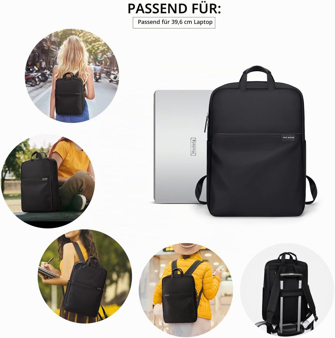 GOLF SUPAGS Rucksack Damen Handgepäck mit Laptopfach & Anti Diebstahl Tasche, 15.6 Zoll Laptop Rucks