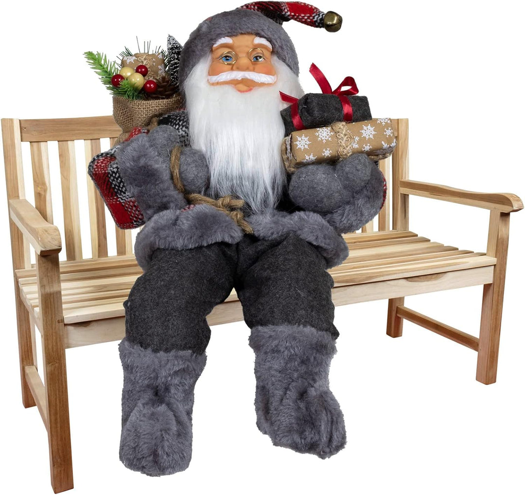Christmas Paradise Sitzender Weihnachtsmann 45cm Deko-Figur Kantenhocker Santa Nikolaus (Modell Finn