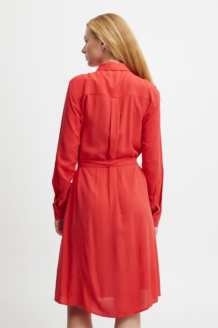 ICHI Damen Ihmain Dr Kleid 38 171664/Poppy Red, 38 171664/Poppy Red