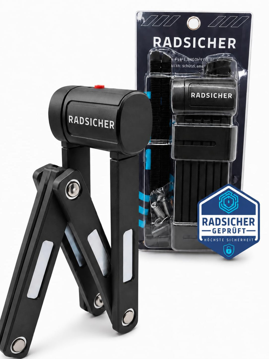 RADSICHER Faltschloss – Robustes Fahrradschloss (90 cm) | Sicherheitslevel 12 | Gehärteter Stahl, We