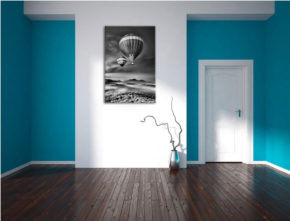 Pixxprint Heiss Luftballons Alpen / 100x70cm Leinwandbild bespannt auf Holzrahmen/Wandbild Kunstdruc