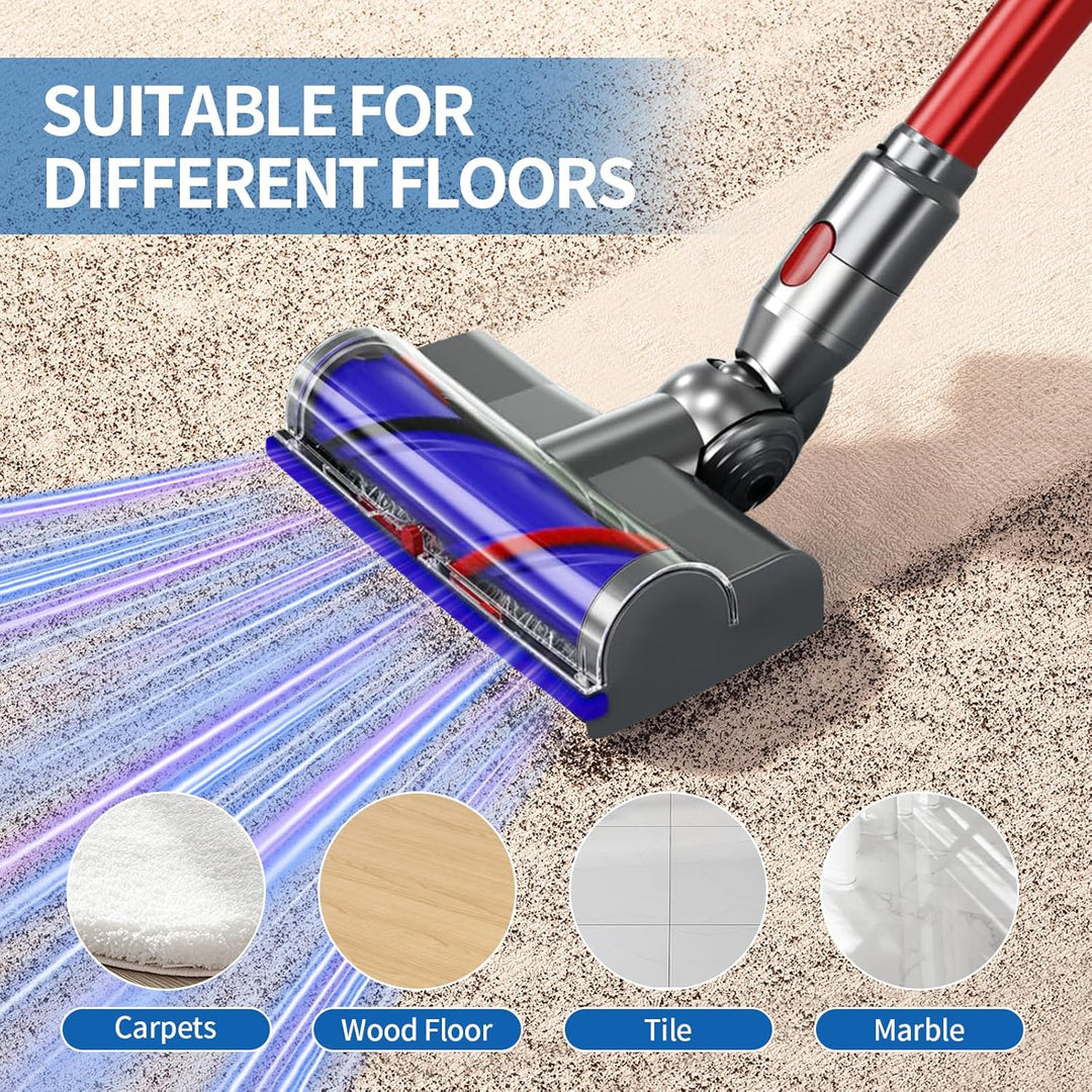 Bürste kompatibel für Dyson V7, V8, V10, V11, V15, Bürste mit 4-LED-Leuchten, Bürste mit 2 Ersatzrol