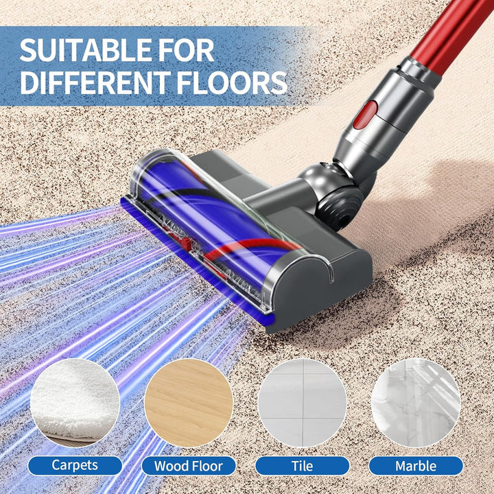 Bürste kompatibel für Dyson V7, V8, V10, V11, V15, Bürste mit 4-LED-Leuchten, Bürste mit 2 Ersatzrol