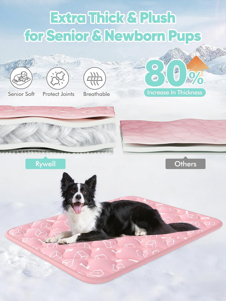 Rywell Kühlmatte für Hunde 150x102 cm, Plus Version, Selbstkühlend mit Arc-Chill-Gewebe, Verdickt, F