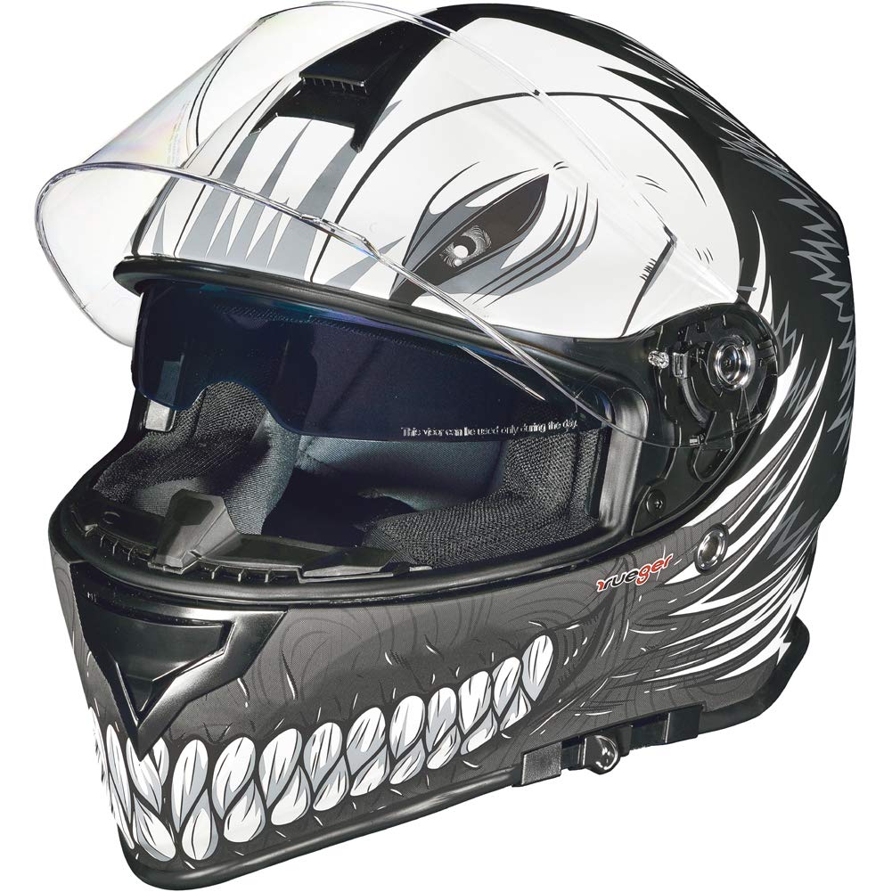 rueger Integralhelm Motorradhelm Kinder Motorrad Integral Bobber Sturz Helm Pinlock? Black Hollow L