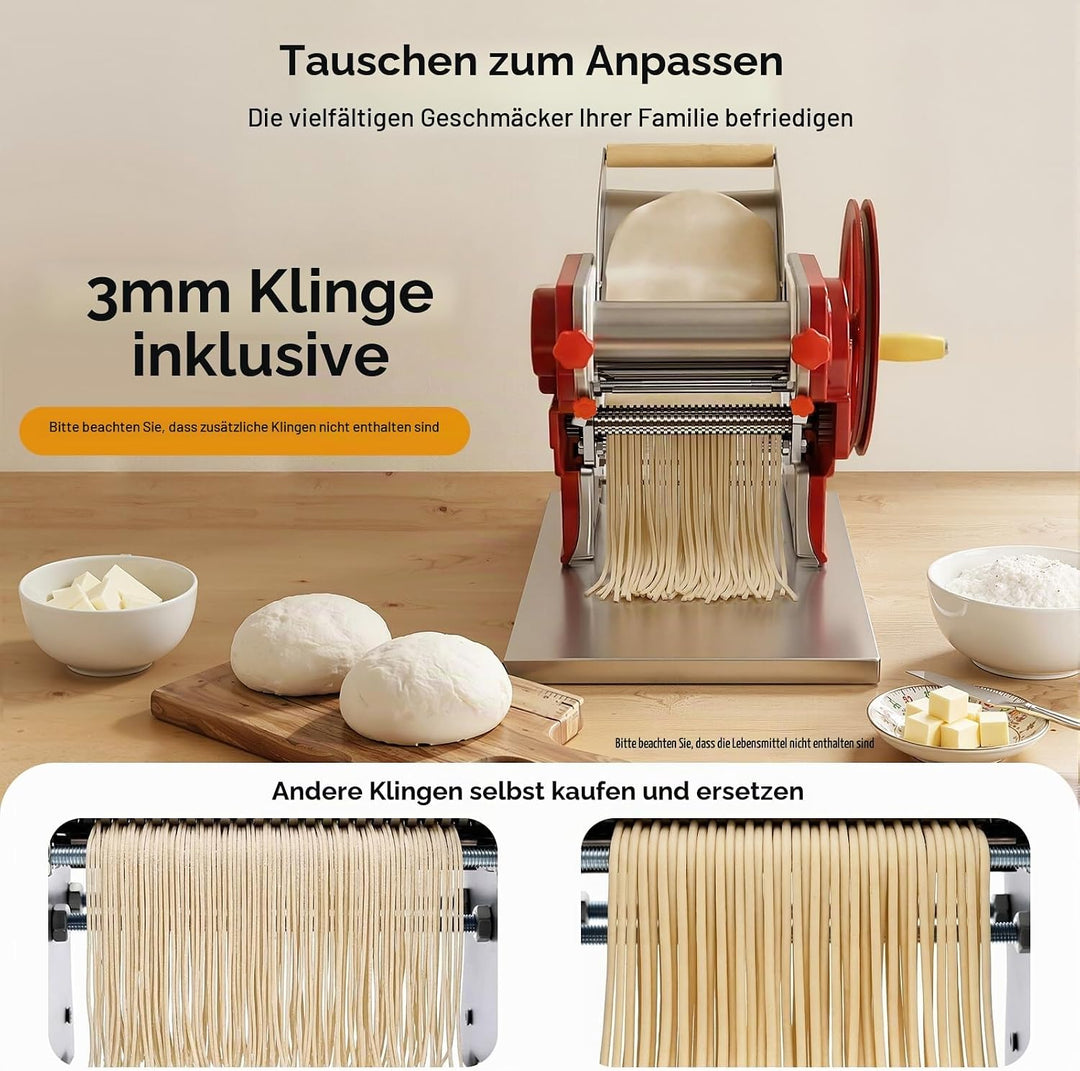 Nudelmaschine aus Edelstahl, Manueller Nudelscheider, Mehrzweck-Nudelmaschine, Austauschbare Klingen